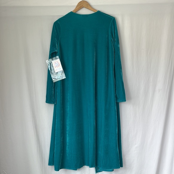 Turquoise Open Front Long Sleeve LulaRoe Robe - Picture 2 of 4